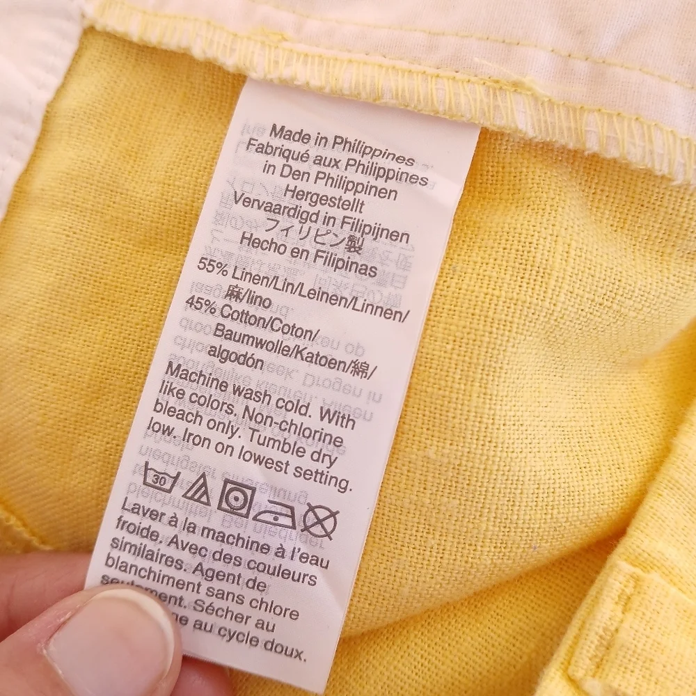 J. Crew Linen Yellow Scalloped Hem Shorts - Picture 7 of 8